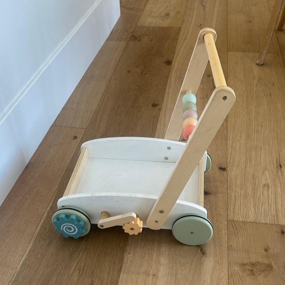Wooden Push Walker with Pastel Accents